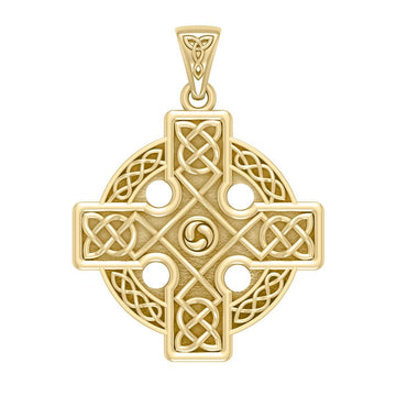 Celtic Cross Triskele Solid Gold Pendant GTP477 - Jewelry